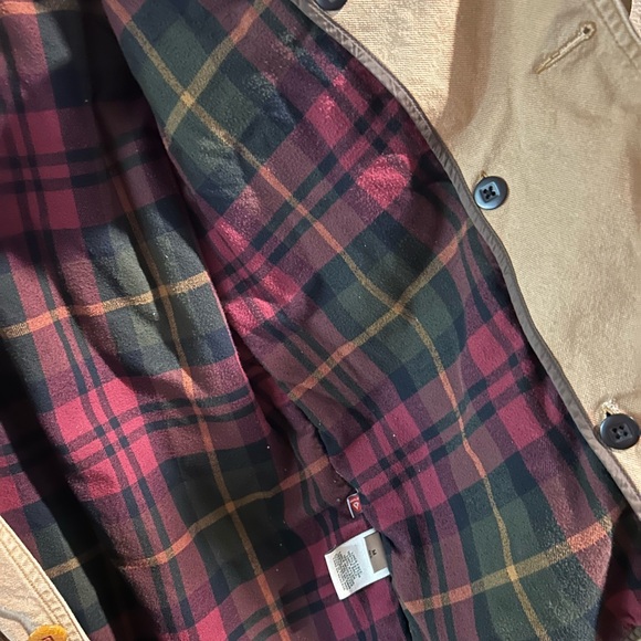 Vintage LL Bean Plaid Lined Corduroy Collar Chore Coat - Picture 12 of 13